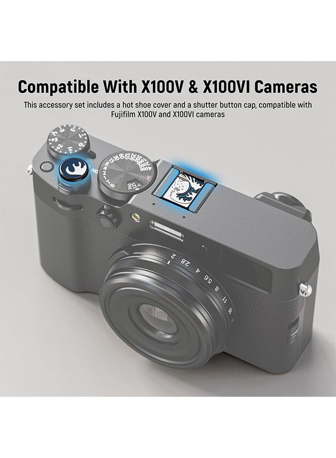 Neewer NEEWER X100V X100VI Hot Shoe Cover & Shutter Button Cap Set, Cold Shoe Cover with Shutter Release Button, Photography Accessories Compatible with Fujifilm X100V X100VI, Black, CA115 - Image 2