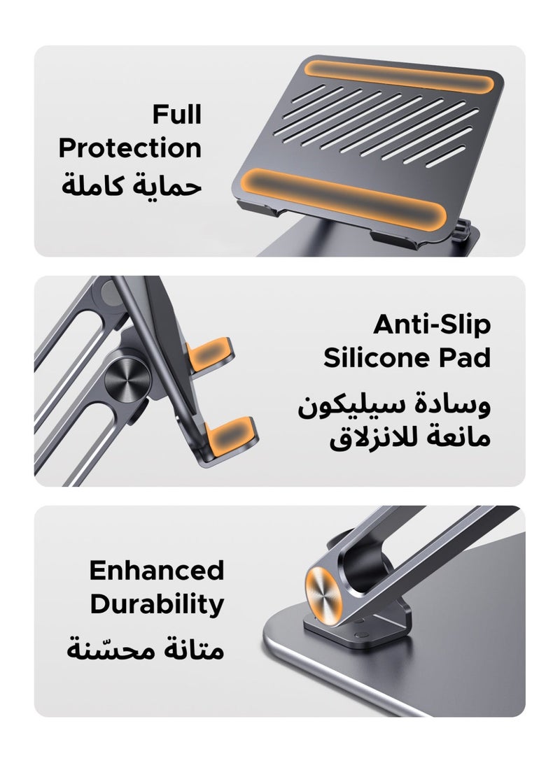 Ugreen Ergonomic Laptop Riser Adjustable Notebook Stand Portable Metal Laptop Holder Foldable Lightweight Computer Holder for Desk Aluminum Stand Fitting 10 to 16 Inch Laptop Devices, MacBook Office Home - Image 4