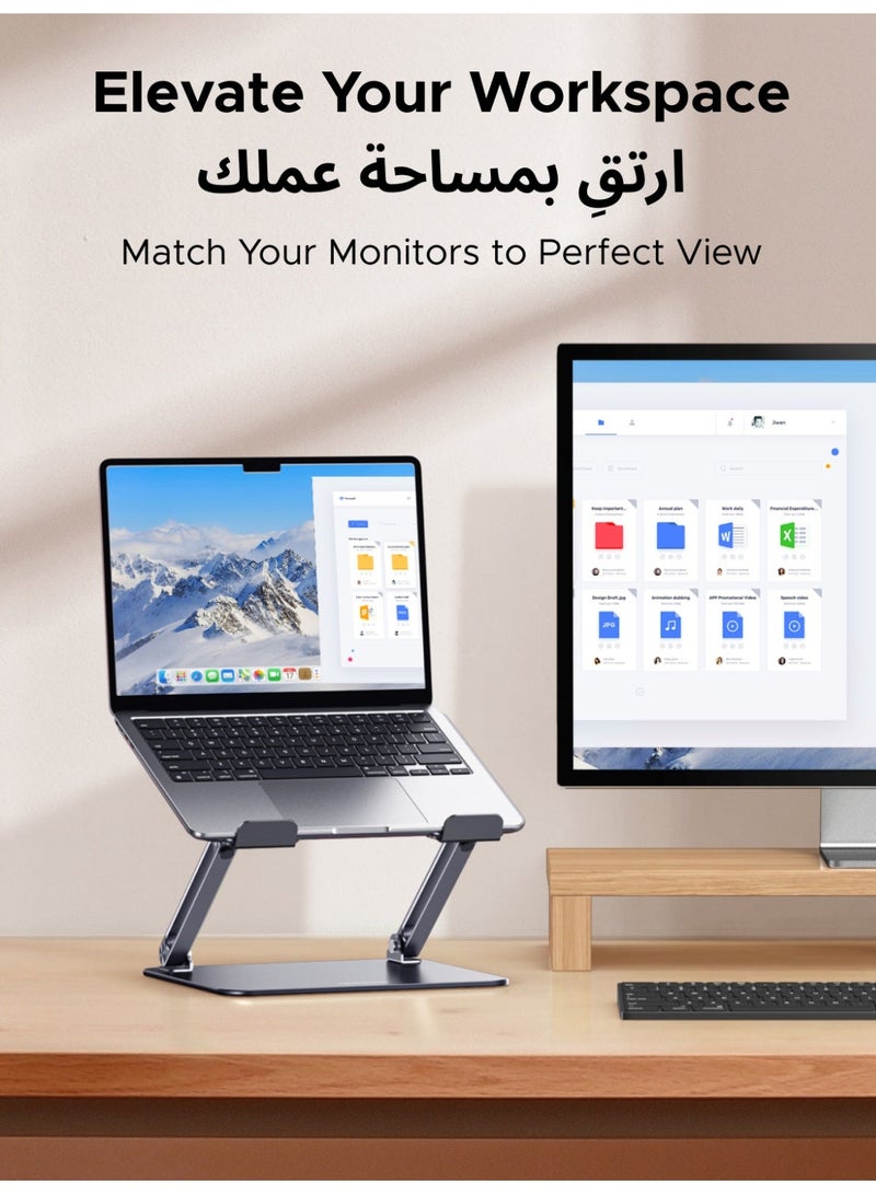 Ugreen Ergonomic Laptop Riser Adjustable Notebook Stand Portable Metal Laptop Holder Foldable Lightweight Computer Holder for Desk Aluminum Stand Fitting 10 to 16 Inch Laptop Devices, MacBook Office Home - Image 3