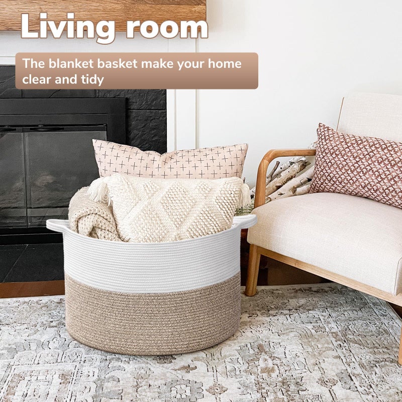 Goodpick Large Cotton Rope Basket, 83L Big Woven Storage, Blanket Organizers and Storage, Baby Nursery Laundry Basket, Extra Large Toy Bin for Storage, 21.7 x 13.8 inches - Image 2