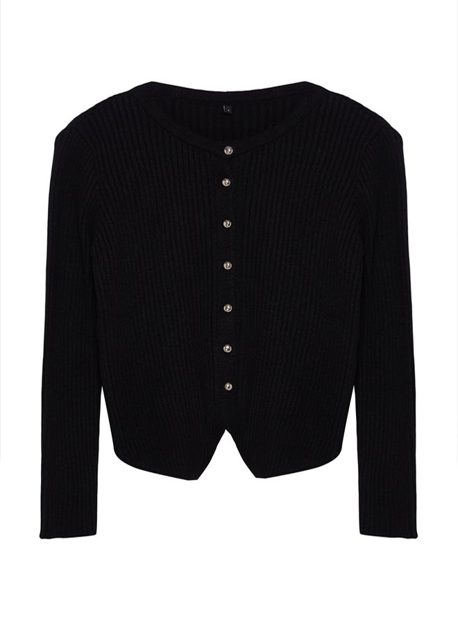 trendyol Black Crew Neck Knitwear Cardigan TWOAW25HI00172 - Image 5