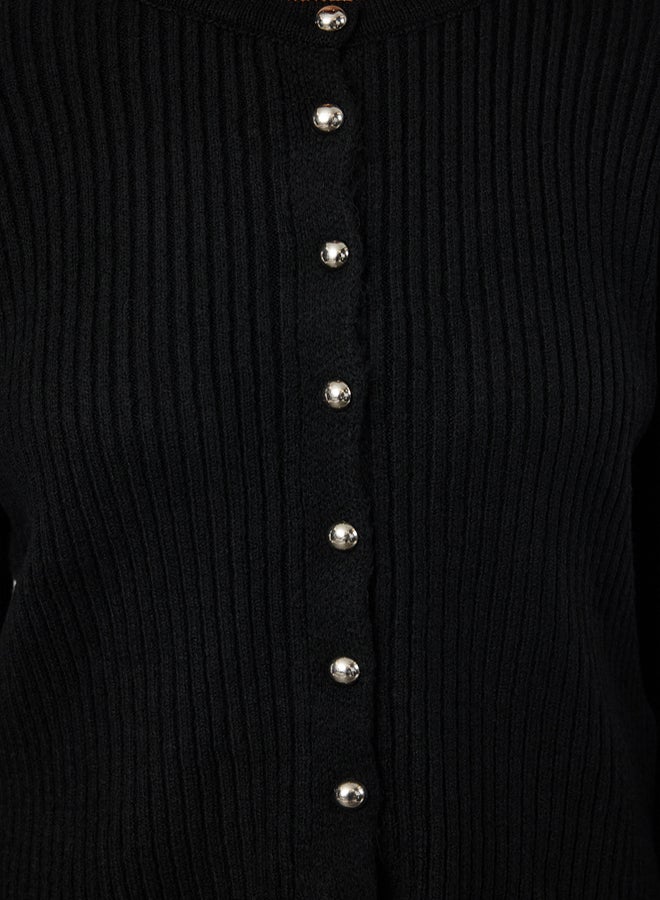 trendyol Black Crew Neck Knitwear Cardigan TWOAW25HI00172 - Image 4