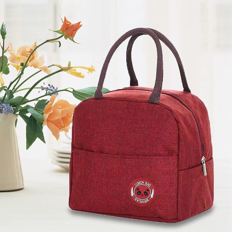 SKDBPM KDR Insulated Lunch Bags for Women Work Student Kids to School Waterproof Thermal Cooler Tote Bag Picnic Organizer Storage Tiffin Box Portable and Reusable (Red Bag) - Image 1