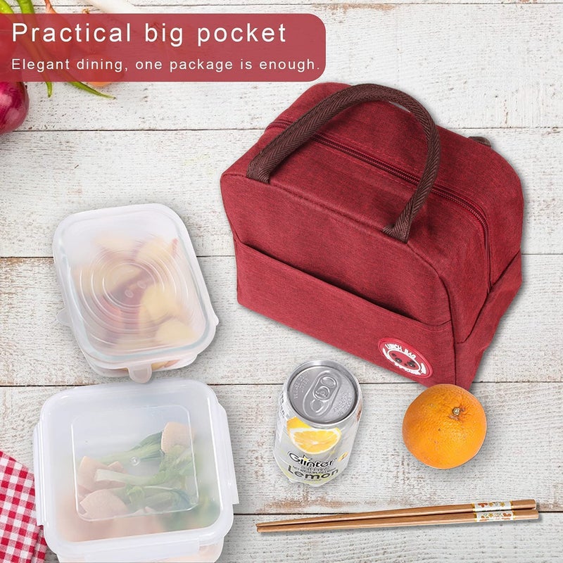 SKDBPM KDR Insulated Lunch Bags for Women Work Student Kids to School Waterproof Thermal Cooler Tote Bag Picnic Organizer Storage Tiffin Box Portable and Reusable (Red Bag) - Image 3