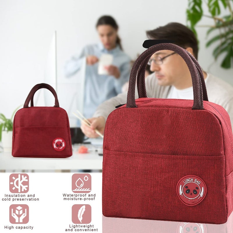 SKDBPM KDR Insulated Lunch Bags for Women Work Student Kids to School Waterproof Thermal Cooler Tote Bag Picnic Organizer Storage Tiffin Box Portable and Reusable (Red Bag) - Image 4