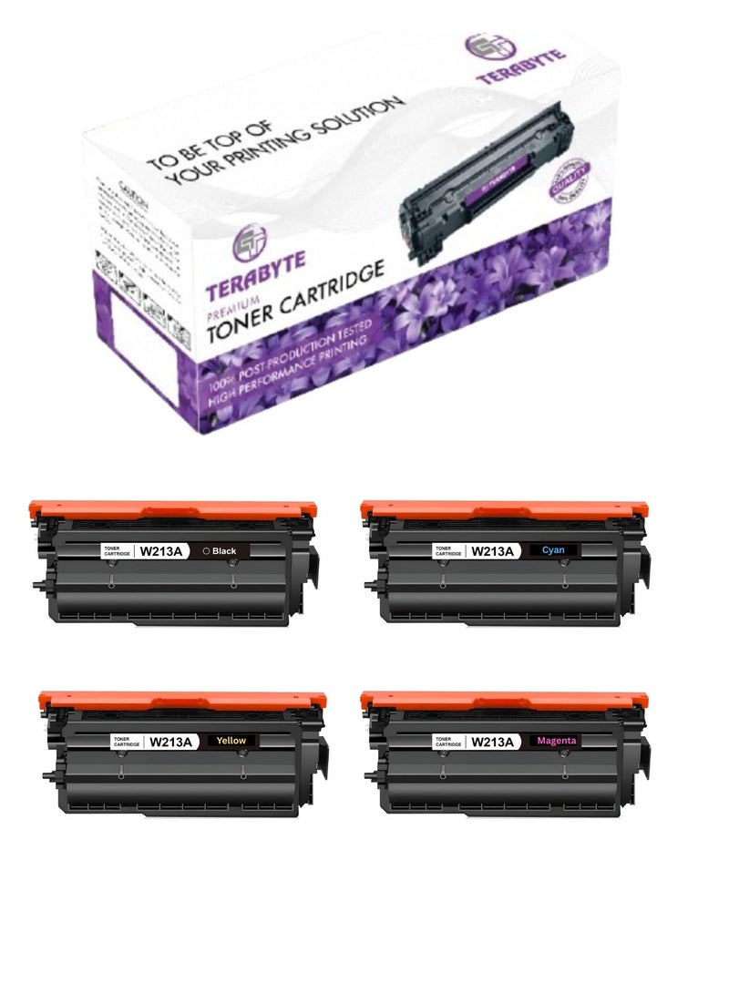 Terabyte 213A Toner Cartridge 4 Pack with Chip Compatible for 213A 213X W2130X W2130A Replacement for Color Laserjet Enterprise 5700dn MFP 5800dn 6700 6701dn MFP 6800 6801dn (B C Y M) - Image 1