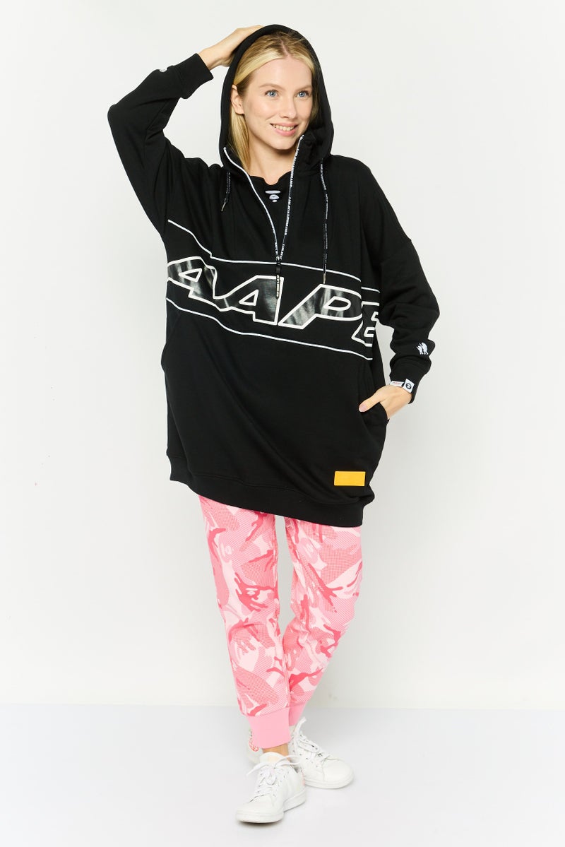 Aape BY *A BATHING APE® هودي نسائي برقبة مغطاة، أسود - Image 4