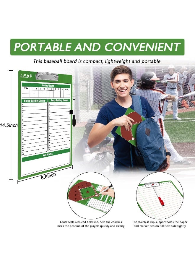 LEAP LEAP Coach Board Double Sided Design Premium Dry Erase Clipboard with Dry Erase Marker Pen and Pen Holder for Baseball  - Image 5