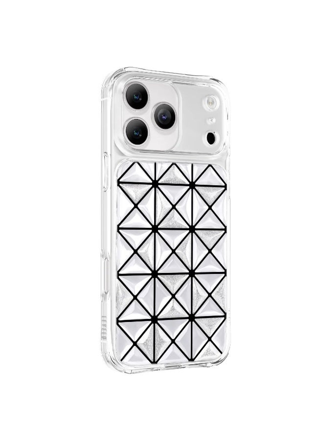 LEVELO iPhone 17 Pro Case Hexa 3D IML With Shock-Resistant Bumper & Raised Bezels For Camera And Screen / Ever-Clear Technology / Modern Geometric Pattern / Impact-Resistant Corners Back Cover - White - Image 4