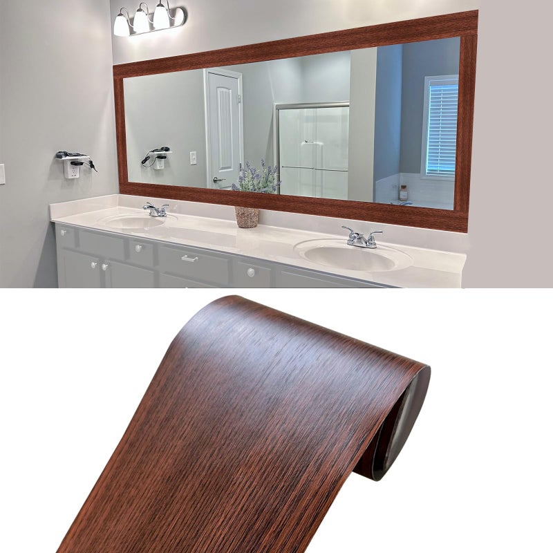 Teemall 10M Wood Grain Removable PVC Waterproof Border Wall Decor Self Adhesive Kitchen Bathroom Tiles Sticker Wallpaper Mirror Frame Sticker Beige - Image 2