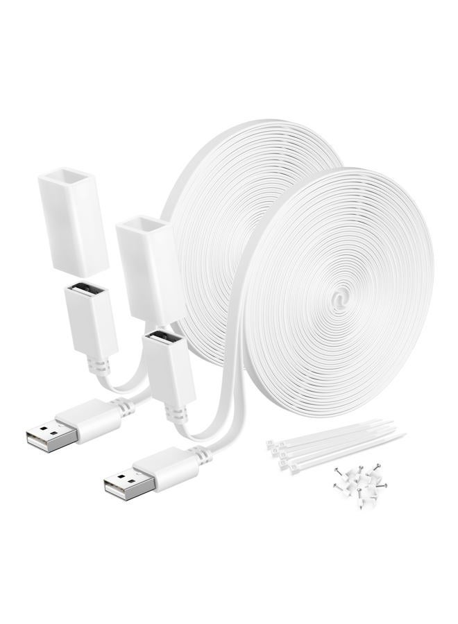 Itramax 2Pack 10FT USB Extension Cable Compatible with WYZE Cam V4/V3/V2,Wyze Cam OG, WYZE Cam Pan3/V3 Pro/V2,Blink 4 (4th Gen),Blink XT,Blink Mini,Flat Weatherproof Power Cord Charging and Data Sync - Image 1