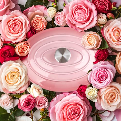 Alathote 5.5 Quart Oval Enameled Cast Iron Dutch Oven Pot with Lid, Oven Safe up to 550° F & Dishwasher Safe, Sturdy Dutch Oven Cookware - Image 2