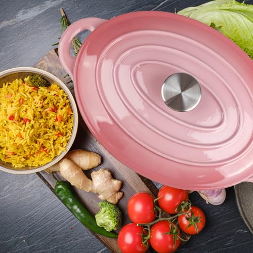 Alathote 5.5 Quart Oval Enameled Cast Iron Dutch Oven Pot with Lid, Oven Safe up to 550° F & Dishwasher Safe, Sturdy Dutch Oven Cookware - Image 5