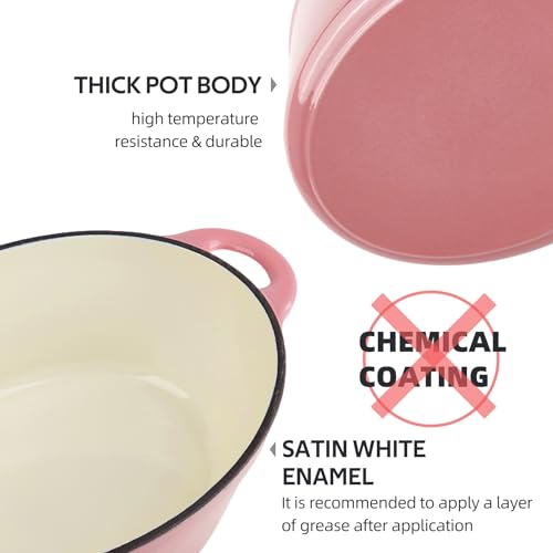 Alathote 5.5 Quart Oval Enameled Cast Iron Dutch Oven Pot with Lid, Oven Safe up to 550° F & Dishwasher Safe, Sturdy Dutch Oven Cookware - Image 4