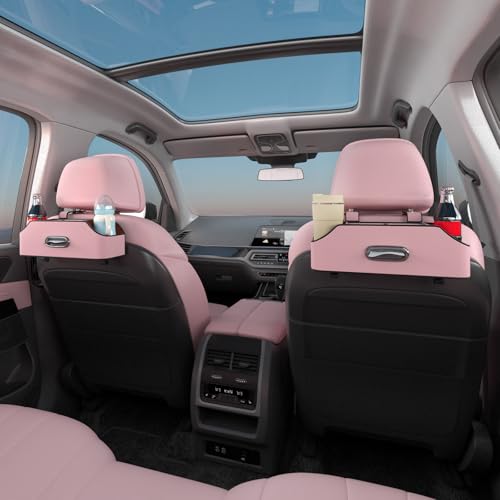 Sancaral Car Rear Backseat Extra Multifunctional Drink Cup Holder Organizers with Tissue Storage Box Organizer & Hooks for Car Seat Back. Pink - Image 5