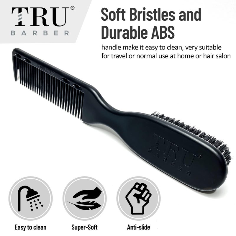 TRU BARBER PRO Fading Brush 2PCS Bundle, Barber Fade Brush, Cleaning Brush for clippers,Beard Brush,Stylist Comb Hair Styling Tool - Image 5