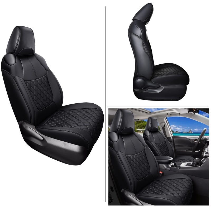Huidasource Custom Fit RAV4 Front Car Seat Covers, Leather Seat Cushion Cover Accessories Fit for 2019-2024 Toyota Rav4 XLE LE XLE Premium Limited(Not for Hybrid/Adventure/TRD Off-Road/Prime, Black) - Image 4