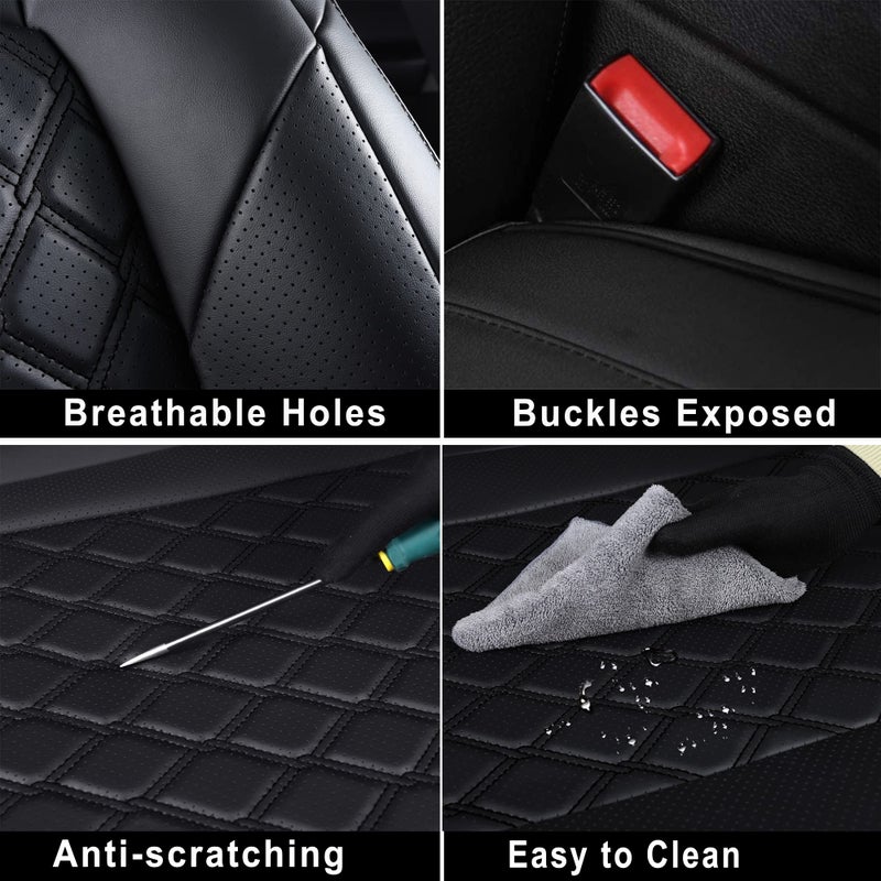 Huidasource Custom Fit RAV4 Front Car Seat Covers, Leather Seat Cushion Cover Accessories Fit for 2019-2024 Toyota Rav4 XLE LE XLE Premium Limited(Not for Hybrid/Adventure/TRD Off-Road/Prime, Black) - Image 3