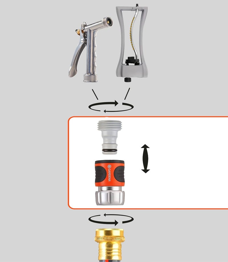 GARDENA 5-Piece Premium Metal Quick Connect Hose Fittings Kit for 5/8 Inch or 1/2 Inch Hose - Image 4