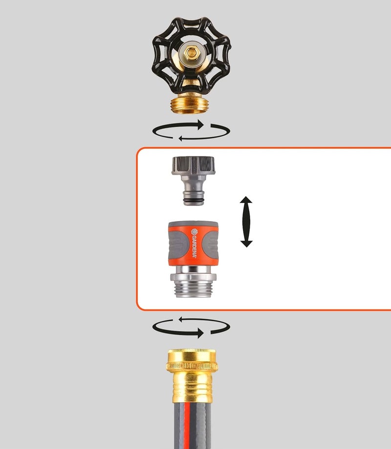 GARDENA 5-Piece Premium Metal Quick Connect Hose Fittings Kit for 5/8 Inch or 1/2 Inch Hose - Image 3
