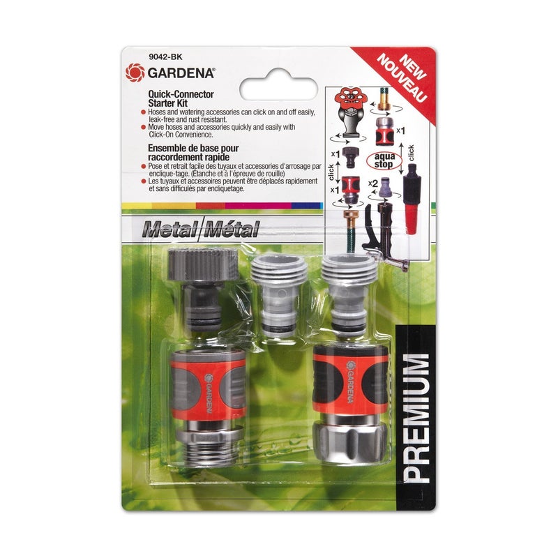 GARDENA 5-Piece Premium Metal Quick Connect Hose Fittings Kit for 5/8 Inch or 1/2 Inch Hose - Image 2