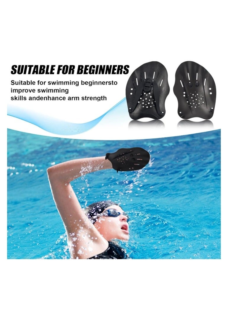 OASIS-TH 1 Pair Hand Paddles Swimming Paddles Silicone Strength Training Aid Swim Pool Exercise Equipment Accessories With Adjustable Straps For Adult Size L  - Image 2