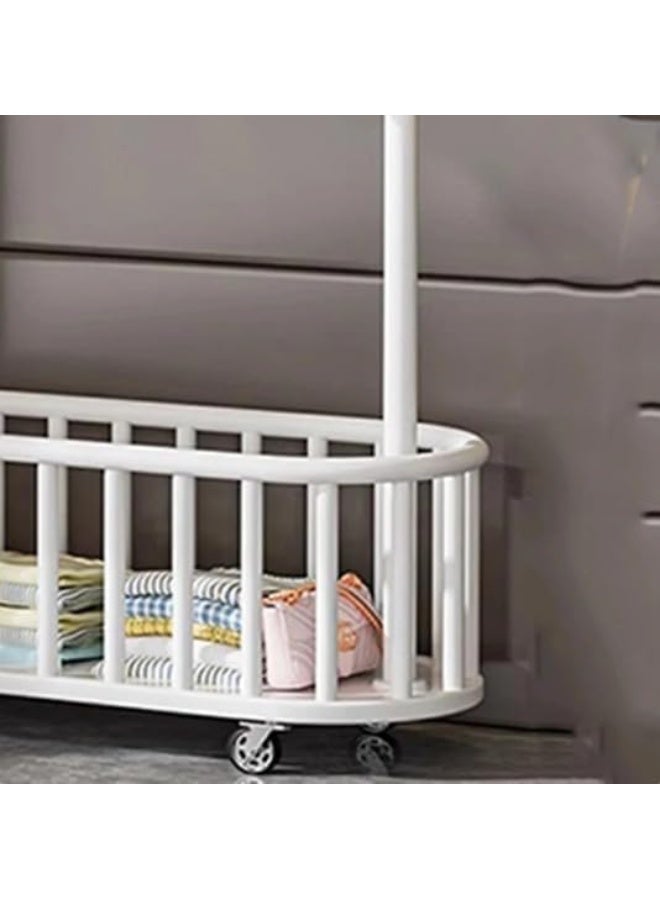 Clothing Garment Rack with Shelves, Metal Cloth Hanger Rack Stand Clothes Drying Rack, Multifunctional Bedroom Hanging Rack Clothing Organizer Hat Tree for Indoor Bedroom (METAL WHITE) - Image 4