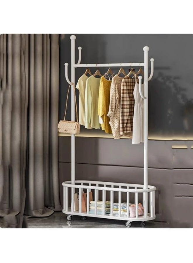 Clothing Garment Rack with Shelves, Metal Cloth Hanger Rack Stand Clothes Drying Rack, Multifunctional Bedroom Hanging Rack Clothing Organizer Hat Tree for Indoor Bedroom (METAL WHITE) - Image 3