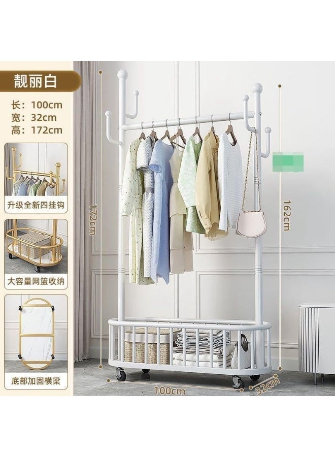 Clothing Garment Rack with Shelves, Metal Cloth Hanger Rack Stand Clothes Drying Rack, Multifunctional Bedroom Hanging Rack Clothing Organizer Hat Tree for Indoor Bedroom (METAL WHITE) - Image 2