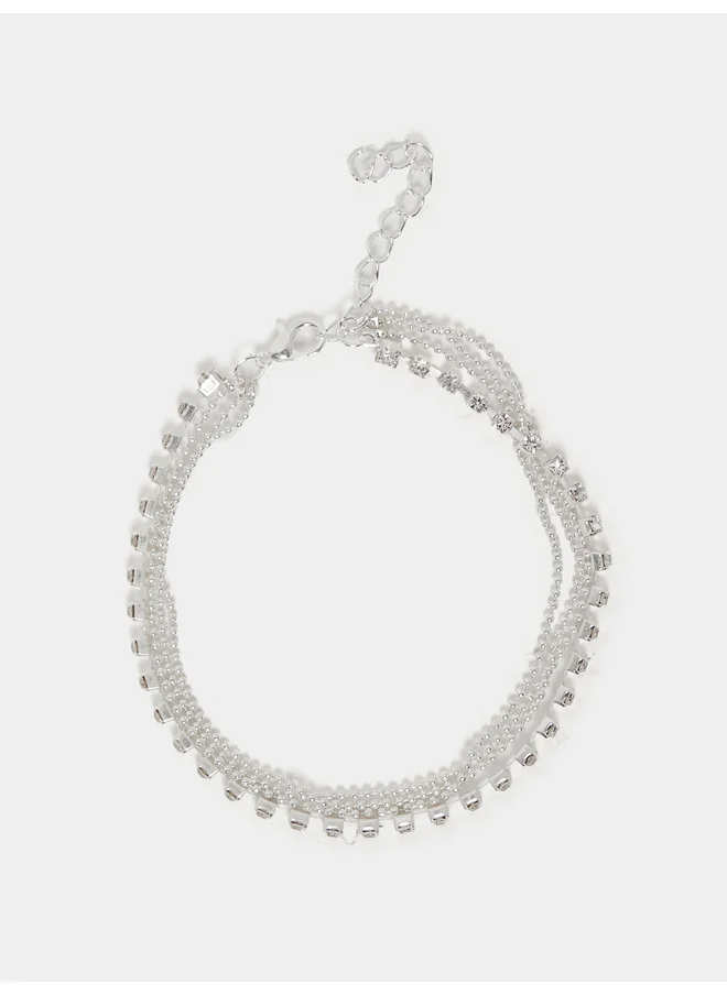 Styli Styli Embellished Layered Anklet with Lobster Clasp