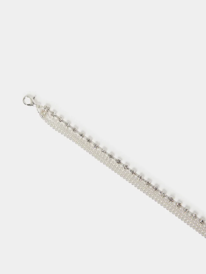 Styli Styli Embellished Layered Anklet with Lobster Clasp