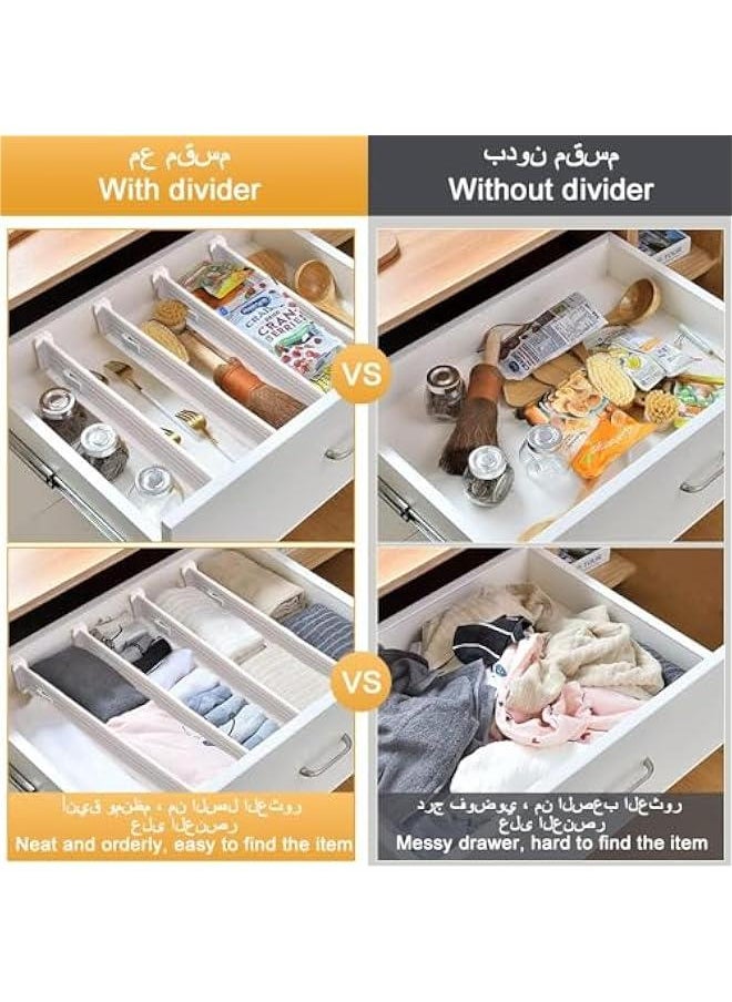 HOOKOR Expandable Drawer Dividers, Large Kitchen Utensils Drawer Divider, 9cm High Adjustable Drawer Organizers Separators for Clothing,Kitchen Utensils,Tools,4 Long Dividers(27cm-45cm)  - Image 2