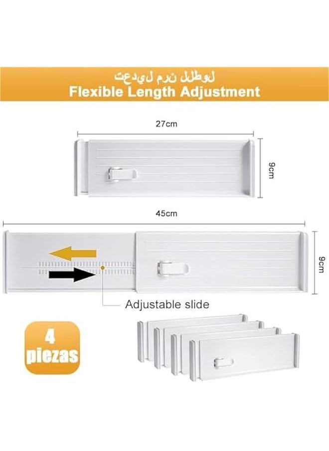 HOOKOR Expandable Drawer Dividers, Large Kitchen Utensils Drawer Divider, 9cm High Adjustable Drawer Organizers Separators for Clothing,Kitchen Utensils,Tools,4 Long Dividers(27cm-45cm)  - Image 3