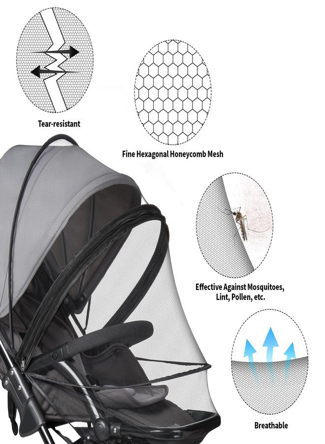 Bemece Universal Baby Stroller Mosquito Net, Durable Mosquito for Stroller with Two-Way Zippers & Storage Bag, Breathable & Foldable Mosquito Nets, Perfect Bug Net for Strollers - Image 4