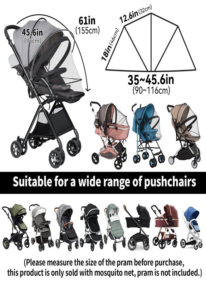 Bemece Universal Baby Stroller Mosquito Net, Durable Mosquito for Stroller with Two-Way Zippers & Storage Bag, Breathable & Foldable Mosquito Nets, Perfect Bug Net for Strollers - Image 2
