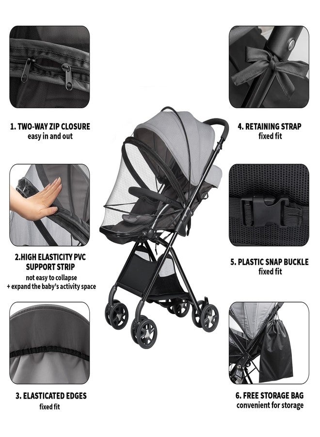Bemece Universal Baby Stroller Mosquito Net, Durable Mosquito for Stroller with Two-Way Zippers & Storage Bag, Breathable & Foldable Mosquito Nets, Perfect Bug Net for Strollers - Image 3