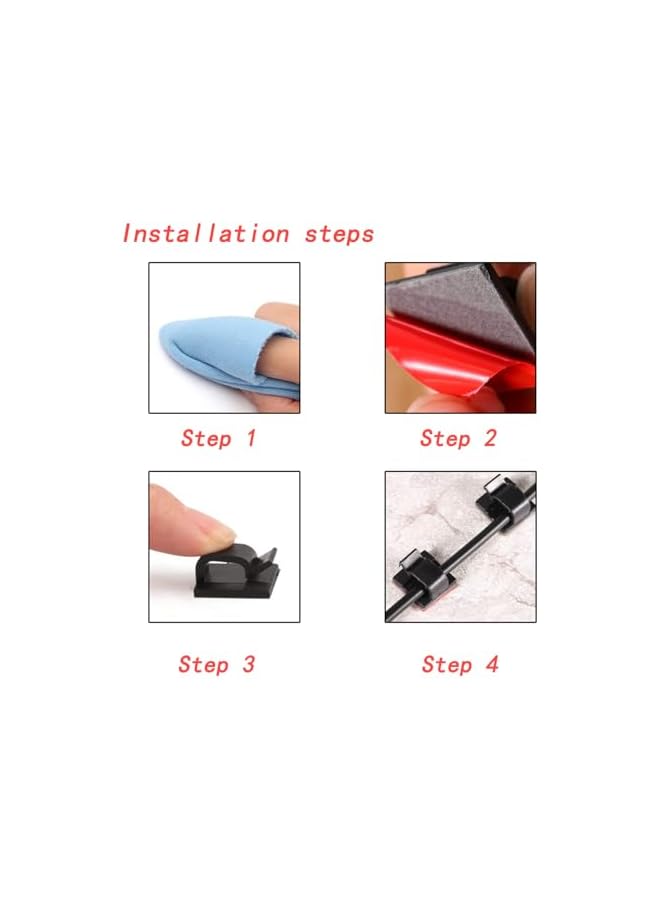 erorex 50 Adhesive Clips for Strong Wire Hold Cable Management, Strong Cord Clips Wire Holders for The Wall, Under Desk, Christmas Lights, Car, Dash Cam, Ethernet - Image 5