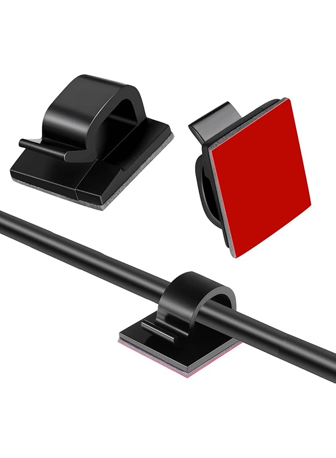 erorex 50 Adhesive Clips for Strong Wire Hold Cable Management, Strong Cord Clips Wire Holders for The Wall, Under Desk, Christmas Lights, Car, Dash Cam, Ethernet - Image 1