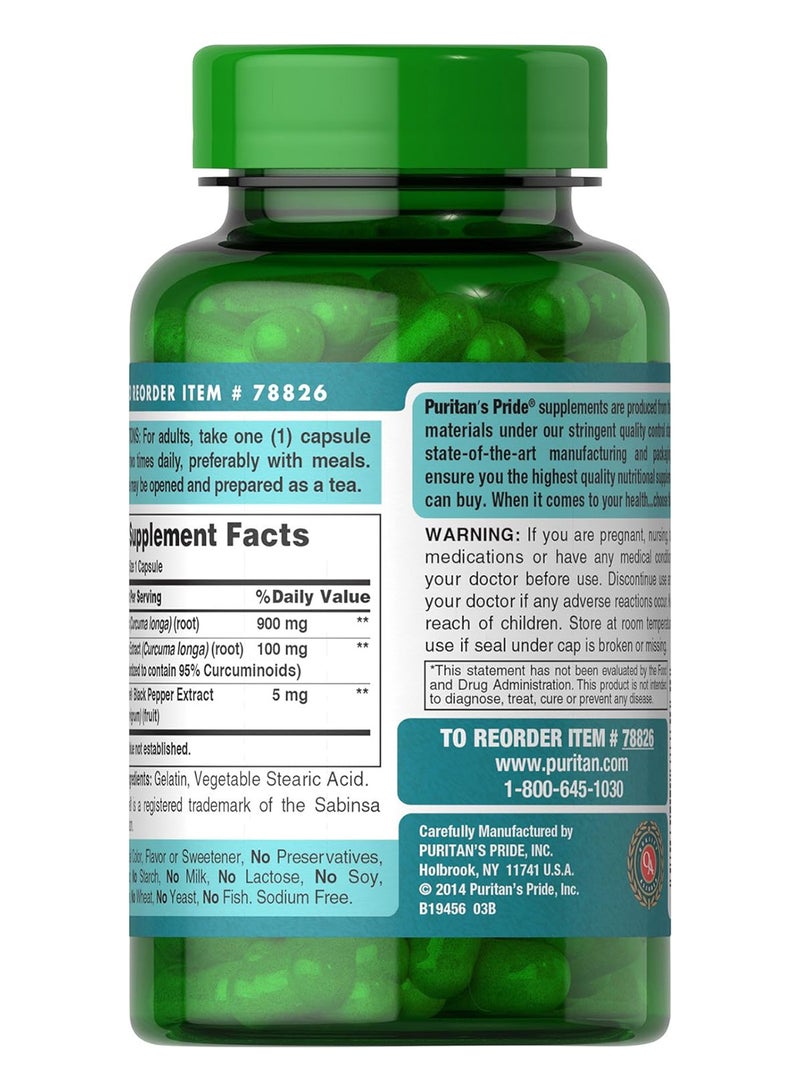 Puritan's Pride Turmeric Curcumin 1000 Mg W Bioperine Capsules 60 Count - Image 2
