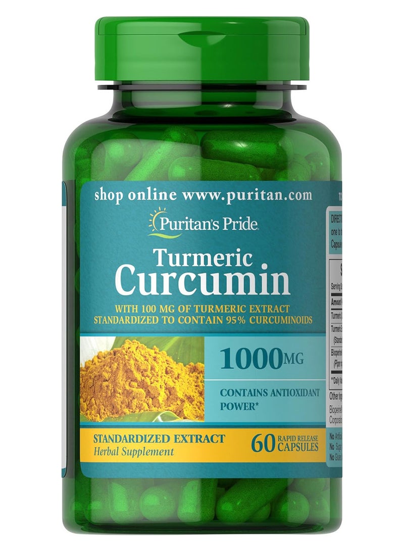 Puritan's Pride Turmeric Curcumin 1000 Mg W Bioperine Capsules 60 Count - Image 1