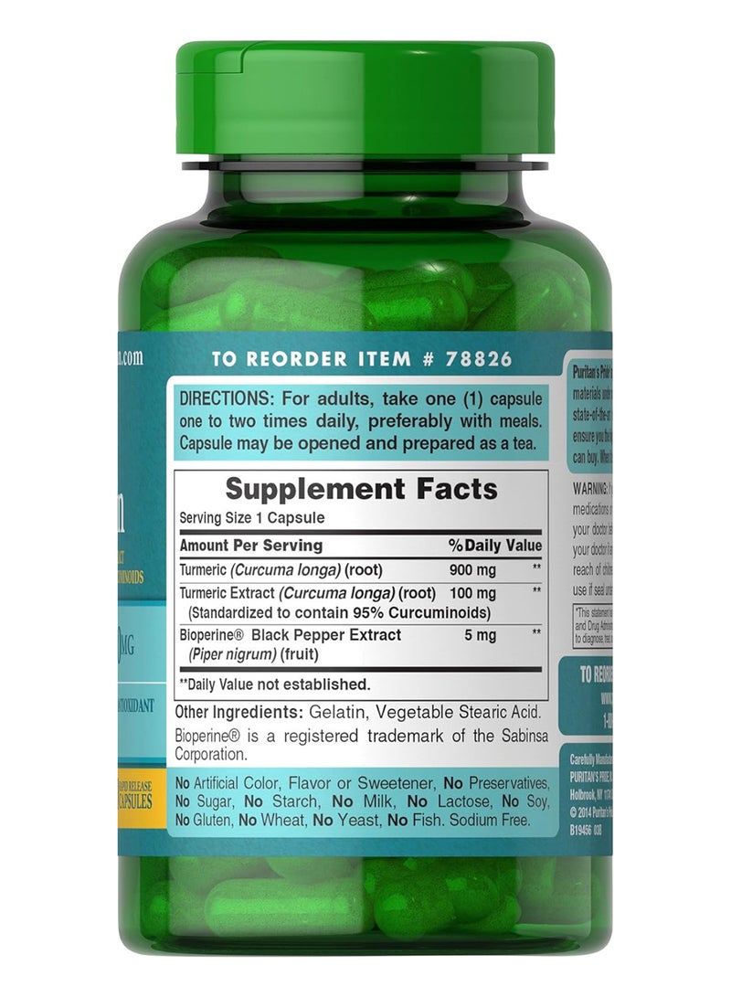 Puritan's Pride Turmeric Curcumin 1000 Mg W Bioperine Capsules 60 Count - Image 3