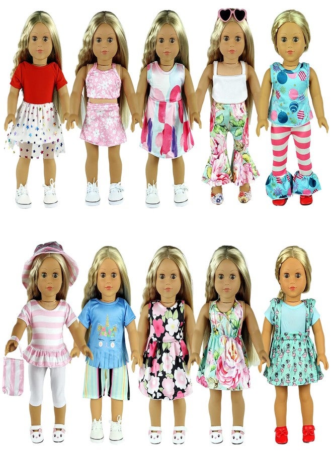 ReeRaa 20 pcs Clothing for Dolls 18 inch Doll Clothes and Accessories for American 18 inch Girl Doll Clothes Gift Including 10 Complete Sets of Clothing - Image 1