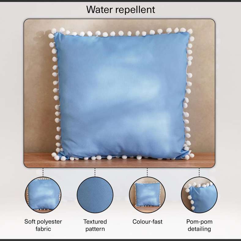 Pan Home وسادة خارجية مزينة بكرات زرقاء 45x45 سم - Image 3