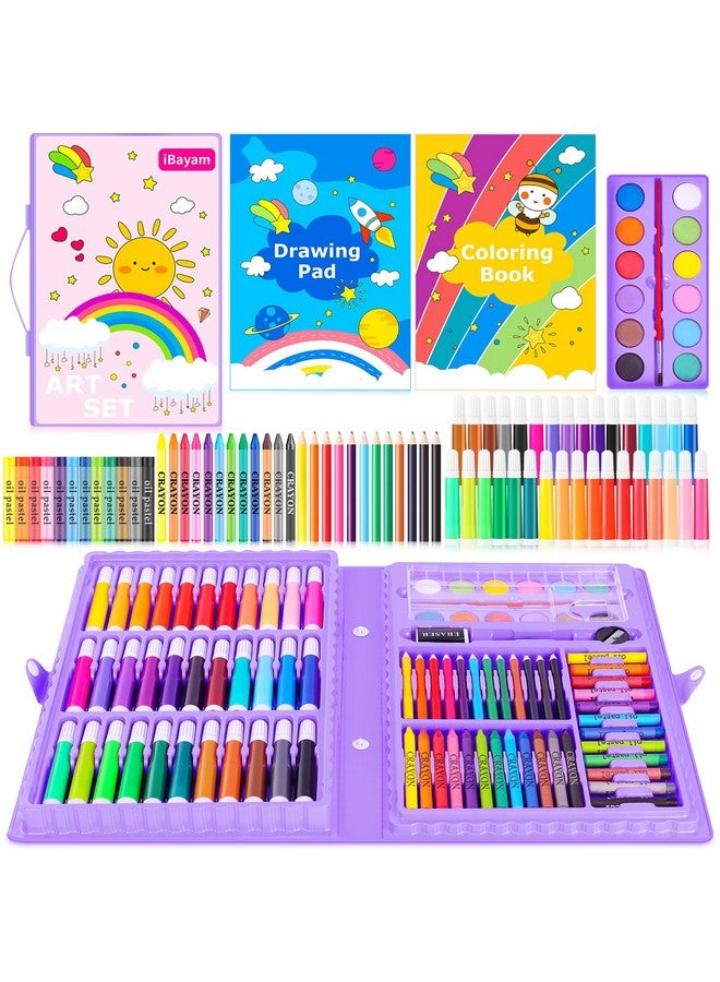 iBayam Art Supplies Ibayam 149Pack Drawing Kit Painting Art Set Art Kits Gifts Box Arts And Crafts For Kids Girls Boys With Drawing Pad Coloring Book Crayons Pastels Pencils Watercolor Pens (Purple) - Image 1