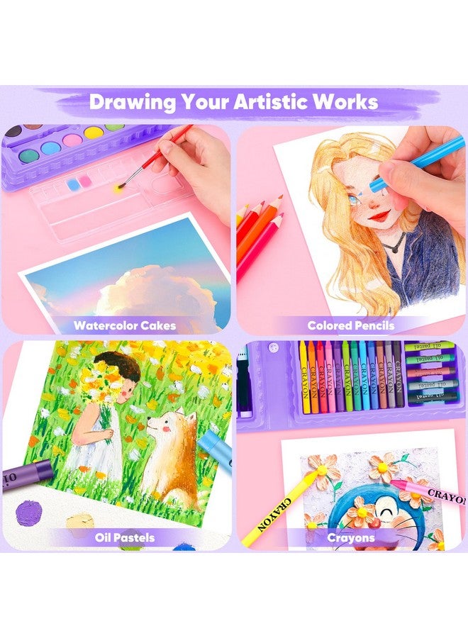 iBayam Art Supplies Ibayam 149Pack Drawing Kit Painting Art Set Art Kits Gifts Box Arts And Crafts For Kids Girls Boys With Drawing Pad Coloring Book Crayons Pastels Pencils Watercolor Pens (Purple) - Image 4