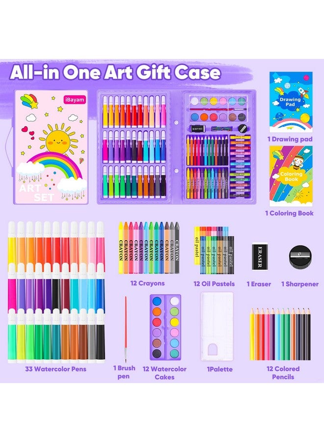 iBayam Art Supplies Ibayam 149Pack Drawing Kit Painting Art Set Art Kits Gifts Box Arts And Crafts For Kids Girls Boys With Drawing Pad Coloring Book Crayons Pastels Pencils Watercolor Pens (Purple) - Image 2