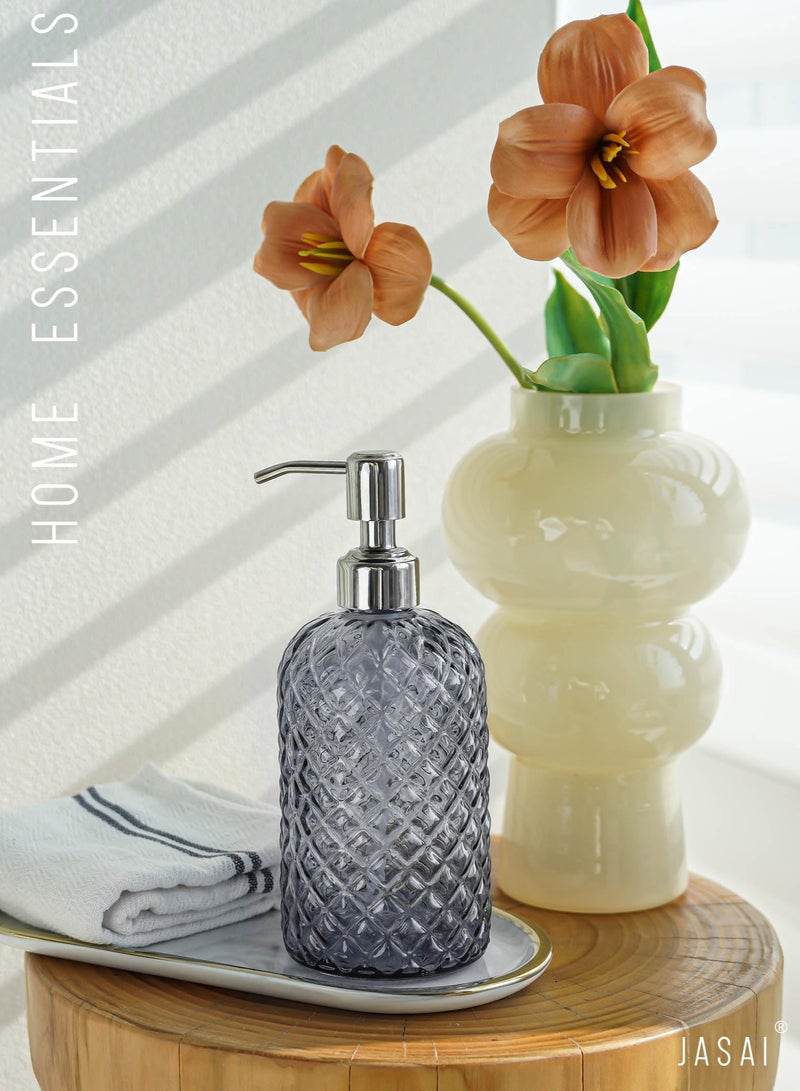 18 oz. Gray Glass Soap Dispenser with Stainless Steel Pump, Refillable Kitchen Soap Dispenser for Dish Soap, Bathroom Soap Dispenser for Hand Soap and Lotion  - Image 3