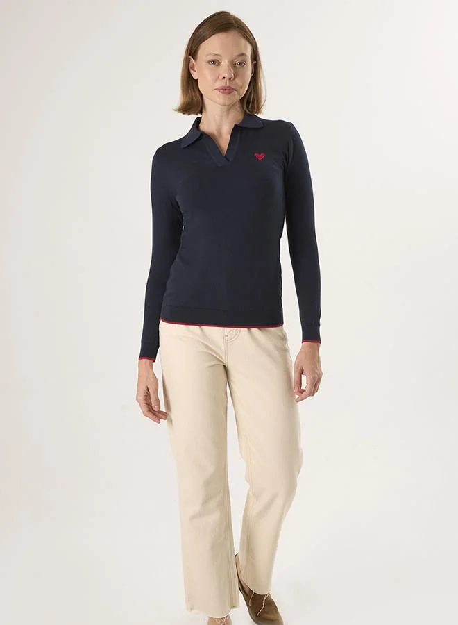 Polo Neck Knitted Pullover