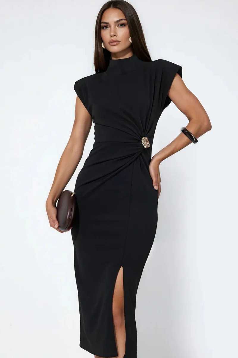 Busem BUSEM Women’s Half Turtleneck Midi Dress