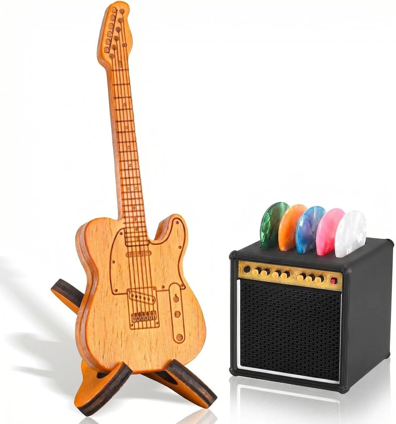 JYCSTE Guitar Picks Holder Box, Pick Display Holder, Amp Speaker Styled Pick Holder and Wooden Guitar Pick Holder with Stand, Pick Storage Box Set for Guitarists and Music Enthusiasts - Image 1